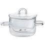 Thermic Double-Walled Glass Pot with Dual Handles & Lid