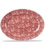 Cranberry Victorian Calico Oval Dish 14.3