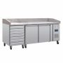 Polar U-Series Double Door Pizza Counter with Granite Top and Dough Drawers 290Ltr