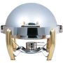 Elia Medium Round Roll Top Chafing Dish with Brass Accents