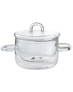 Thermic Double-Walled Glass Pot with Dual Handles & Lid