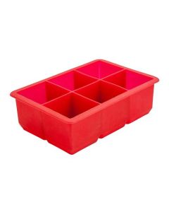 6 Cavity Silicone Ice Cube Mould 2 Inch Square (Red)