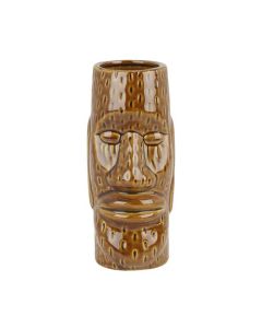 Ceramic Easter Islander Tiki Mug - 450ml - Medium Brown