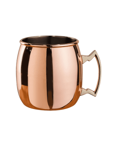 Copper Plated Curved Moscow Mule Mug - Brass Handle