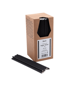 8 Inch 6mm Bore Paper Straw - BLACK Pk 250