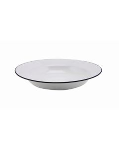 White & Blue Enamel 24cm Deep Plate/Dish