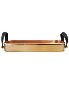 Copper Tray with Leather Look Handles