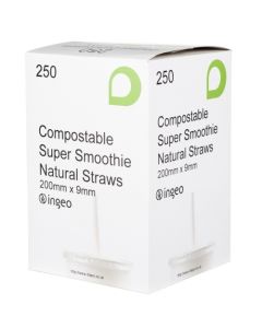 9mm Biodegradable PLA Natural White Smoothie Straws