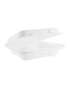 9in square 3-comp bagasse lunch box
