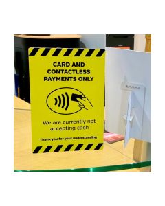 A6 Card & Contactless Payments Only Countertop Freestanding Notice