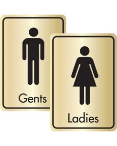 Black On Gold Toilet Signs
