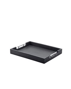 GenWare Solid Black Butlers Tray with Metal Handles 50 x 39.5cm