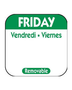 Friday 25mm (1") Square Trilingual Removable Label