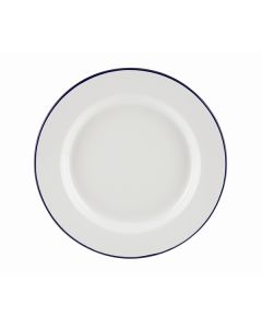 White & Blue Enamel Wide Rim Plates