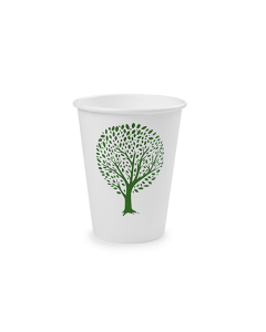12oz white hot cup, 89-Series - Green Tree
