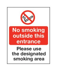 No smoking outside this entrance / Designated Smoking area Sign - Self Adhesive Vinyl