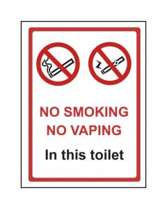 No Smoking Or Vaping In This Toilet Sign - Window Sticker Vinyl