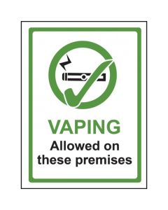 Vaping Allowed On These Premises Sign - Self Adhesive Vinyl