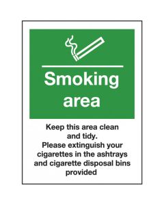 Designated Smoking Area Sign - Self Adhesive Vinyl