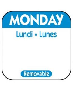 Monday  25mm (1") Square Trilingual Removable Label