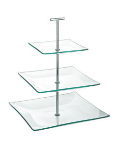 Aura 3 Tiered Square Glass Plate 9.75, 8, 5.75"