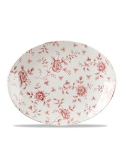 Cranberry Rose Chintz Oval Plate 12"