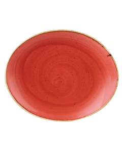 Churchill Stonecast Oval Coupe Plate 7.75" Berry Red