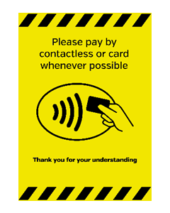 A4 size: Please pay by contactless card whenever possible vinyl sticker