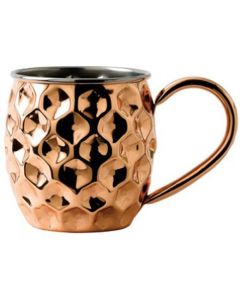 Solid Copper Dented Barrel Mug with Nickel Lining 17oz