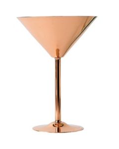 Solid Copper Martini Glass with Nickel Lining 9oz