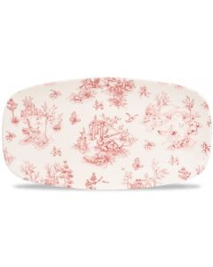 Cranberry Toile Oblong Plate 11.75"
