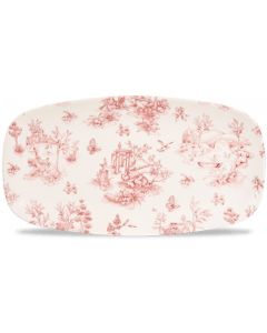 Cranberry Toile Oblong Plate 13.9"