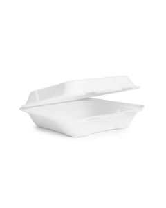 8in square source-reduced bagasse lunch box