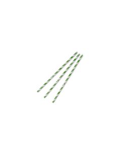Standard green stripe 6mm paper straw, 7.8in