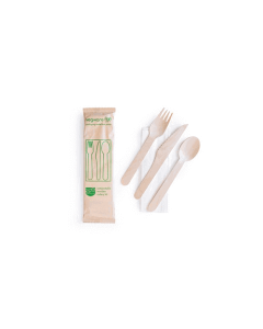Compostable wooden cutlery kit