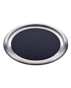 Stainless Steel Non-Slip Round Tray 16" Silver & Black