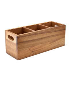 GenWare Acacia Wood 3 Compartment Cutlery Box