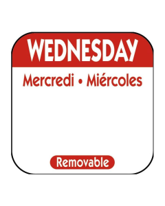 Wednesday 25mm (1") Square Trilingual Removable Label