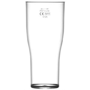 Clear Polystyrene Tulip Pint Glass 22oz CE @ 20oz