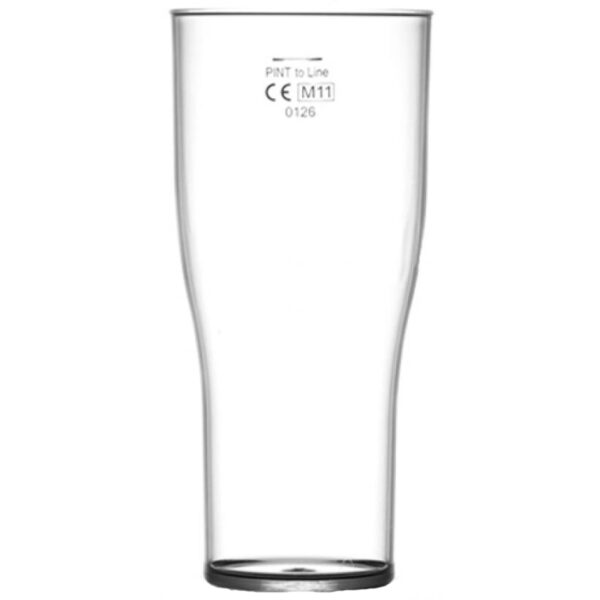 Clear Polystyrene Tulip Pint Glass 22oz CE @ 20oz