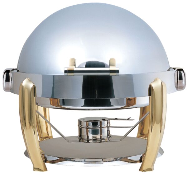 Elia Large Round Roll Top Chafing Dish with Brass Accents-0