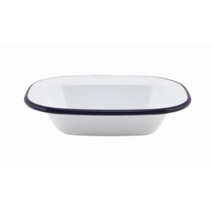 White & Blue Enamel Pie Dish 16cm-0