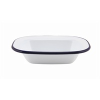 White & Blue Enamel Pie Dish 18cm-0