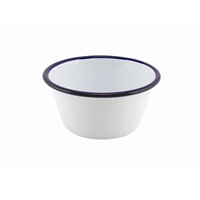 White & Blue Enamel Round Deep Pie Dish 12cm-0