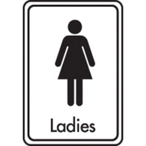 Black on White Ladies Toilet Sign-0