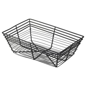 Genware 23x 15x 7.5cm Rectangle Black Wire Basket