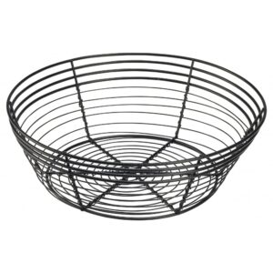 Genware 25.5x 8cm Round Black Wire Basket