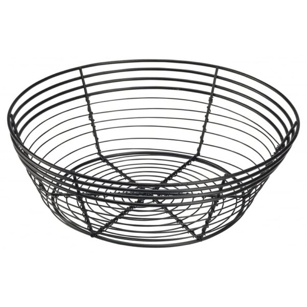 Genware 25.5x 8cm Round Black Wire Basket