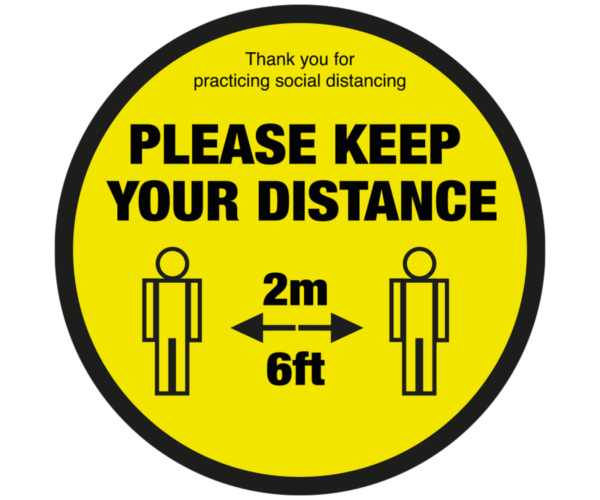 Non Slip Please Keep Your Distance Symbol Floor Graphic-0