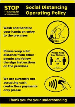A2 Size Social Distancing & Sanitize Operating Policy Poster